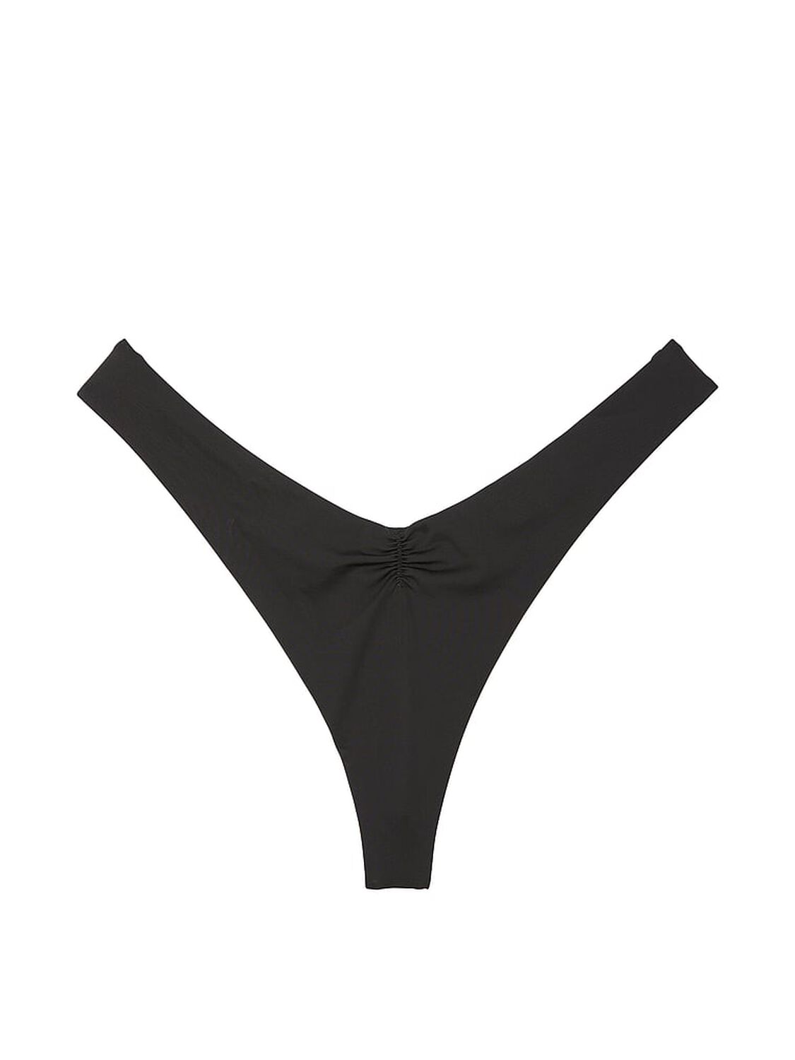 vs Victoria's Secret Swim Essential Cinched Thong Bikini Bottom Pure Black 3 of 4 