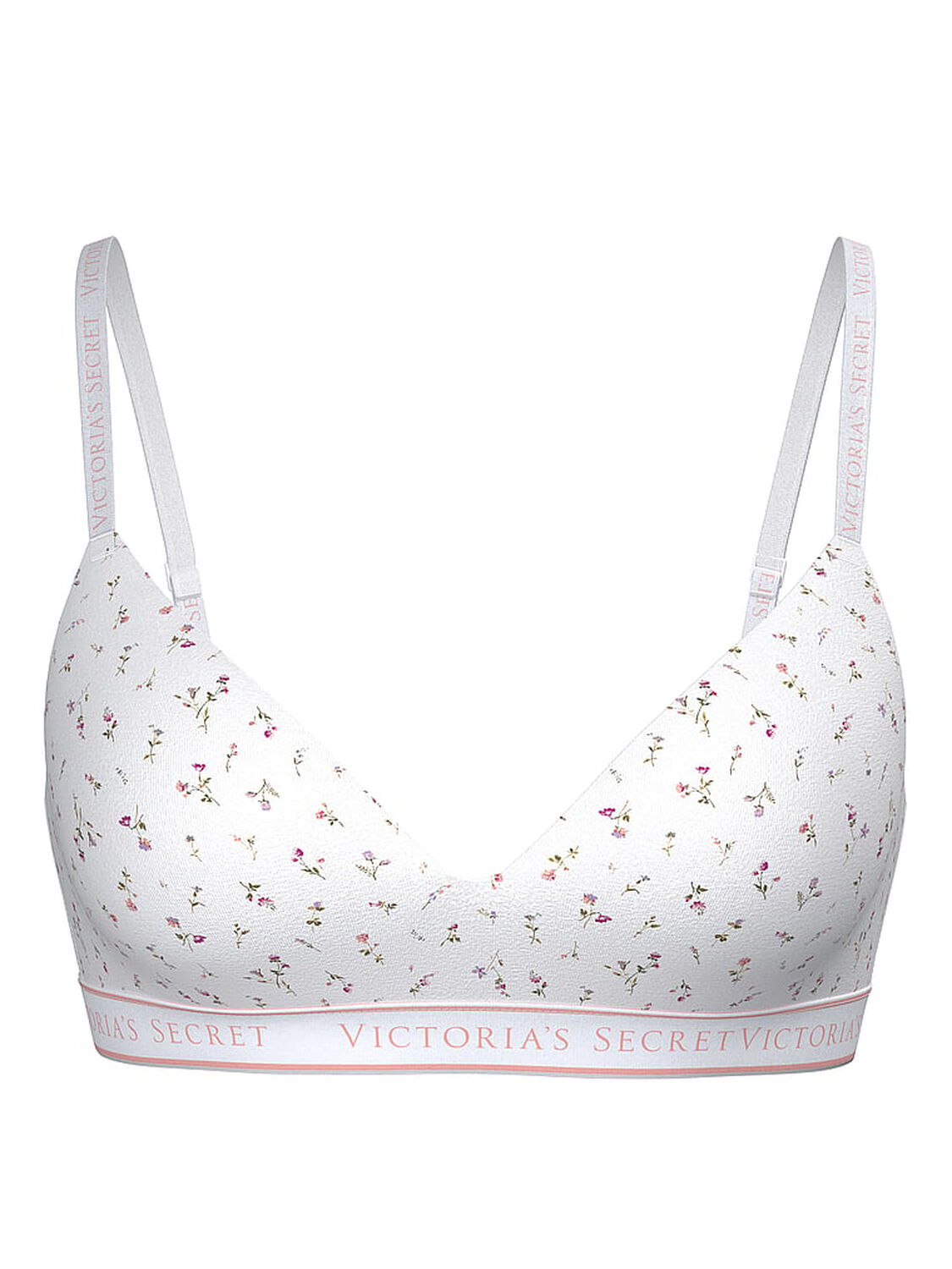 vs The T-Shirt Lightly Lined Wireless Cotton Bra Vs White Ditsy 1 of 2 