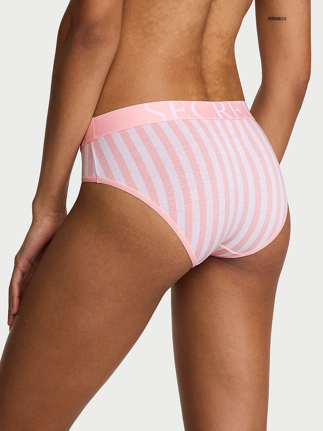 vs Cotton Exploded Logo Cotton Hiphugger Panty Pretty Blossom Stripes 2 of 3 