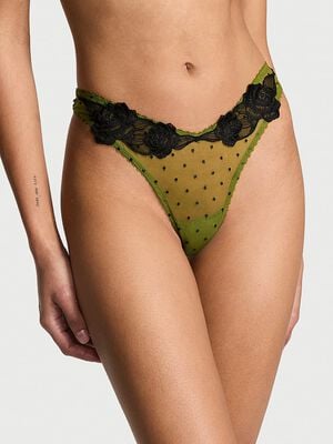 Sheer Rose High-Leg Thong Panty