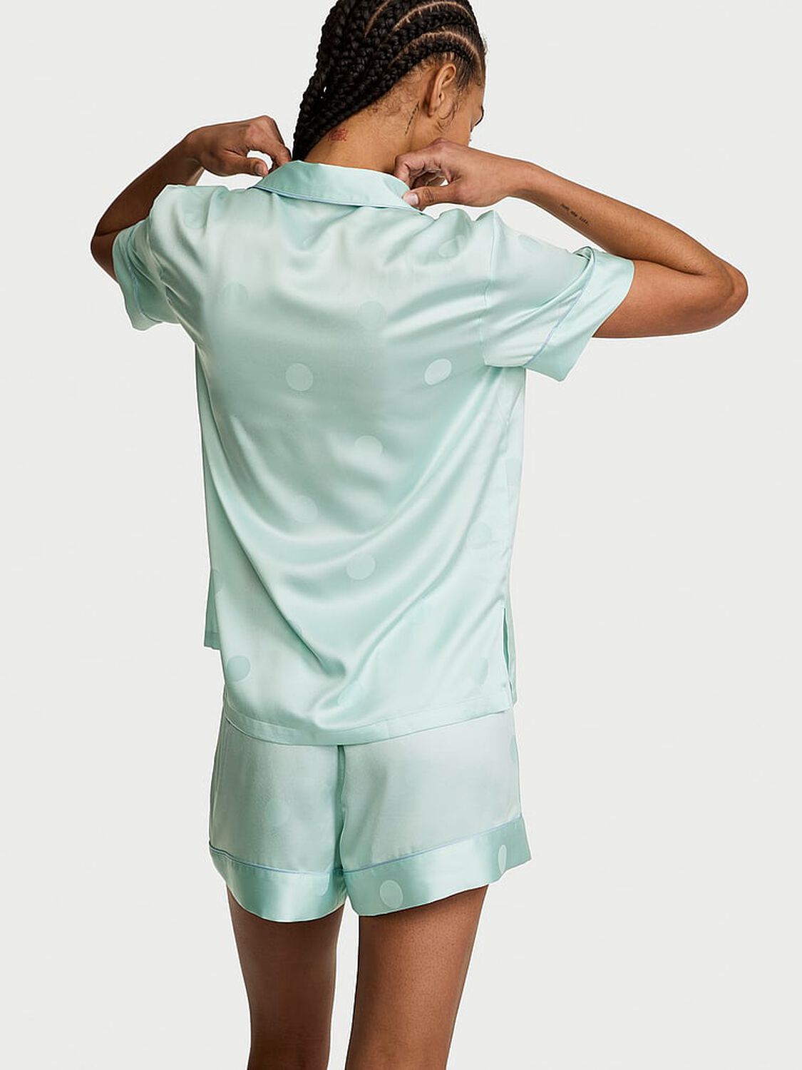 vs Victoria's Secret Signature Satin Short Pajama Set Yacht Blue 2 of 3 