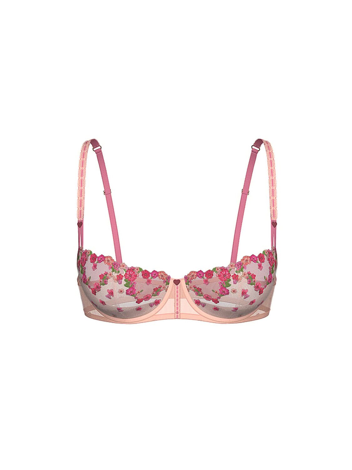 vs Dream Angels Wicked Hearts & Roses Embroidery Unlined Balconette Bra Pink Hearts & Roses 3 of 4 