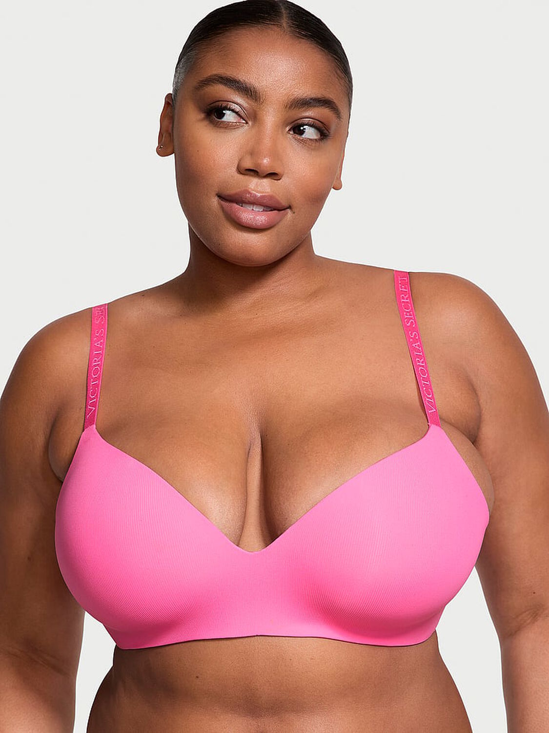 vs The T-Shirt Lightly Lined Micro-Rib Wireless Bra Hollywood Pink 1 of 4 