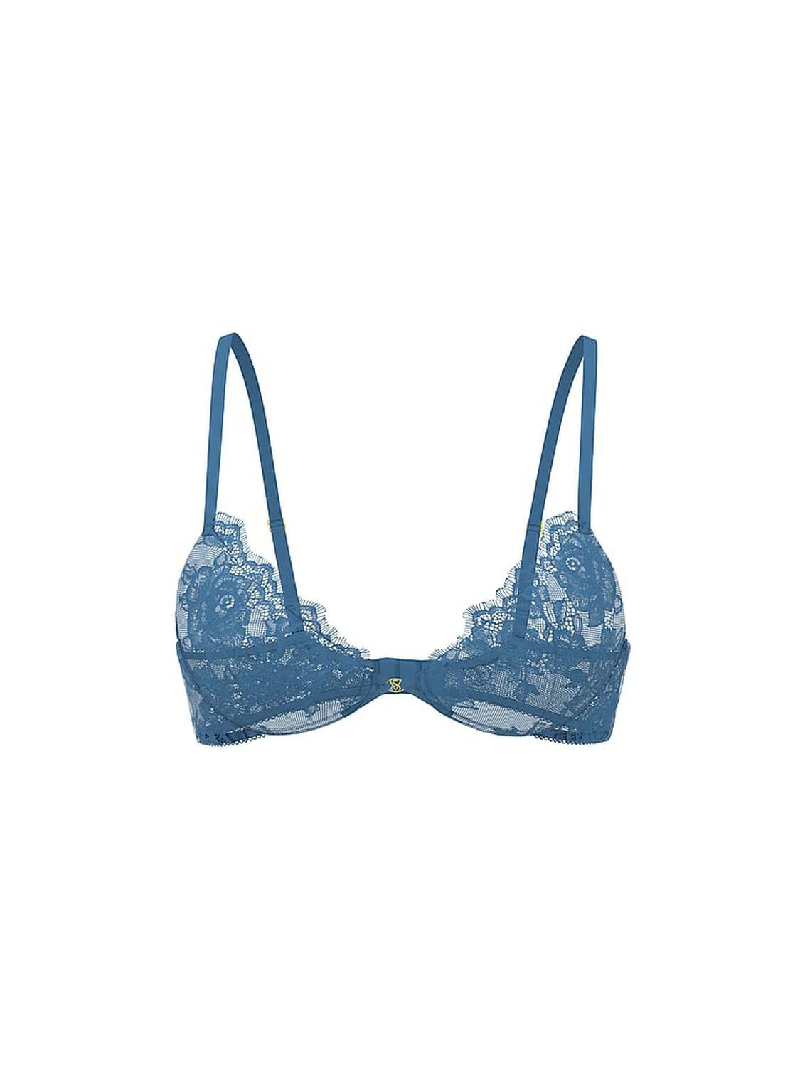 vs Very Sexy Denim Rose Lace Unlined Demi Bra Denim Blue 3 of 3 