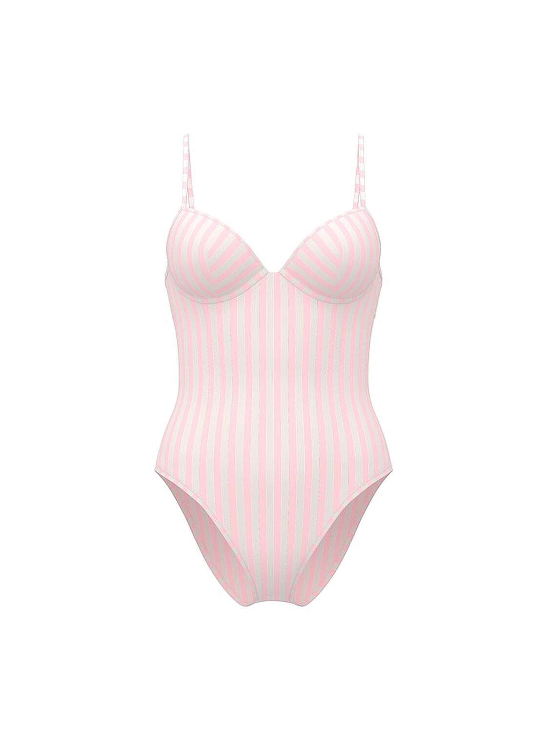 vs Victoria's Secret Swim Angel Essentials Balconette Cheeky One-Piece Swimsuit Pink Iconic Stripes 3 of 4 