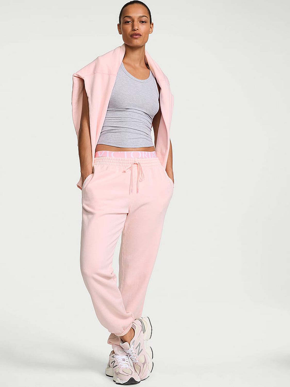 vs Angel Essentials Iconic Fleece Relaxed Jogger Sweatpant Angel Pink 1 of 3 