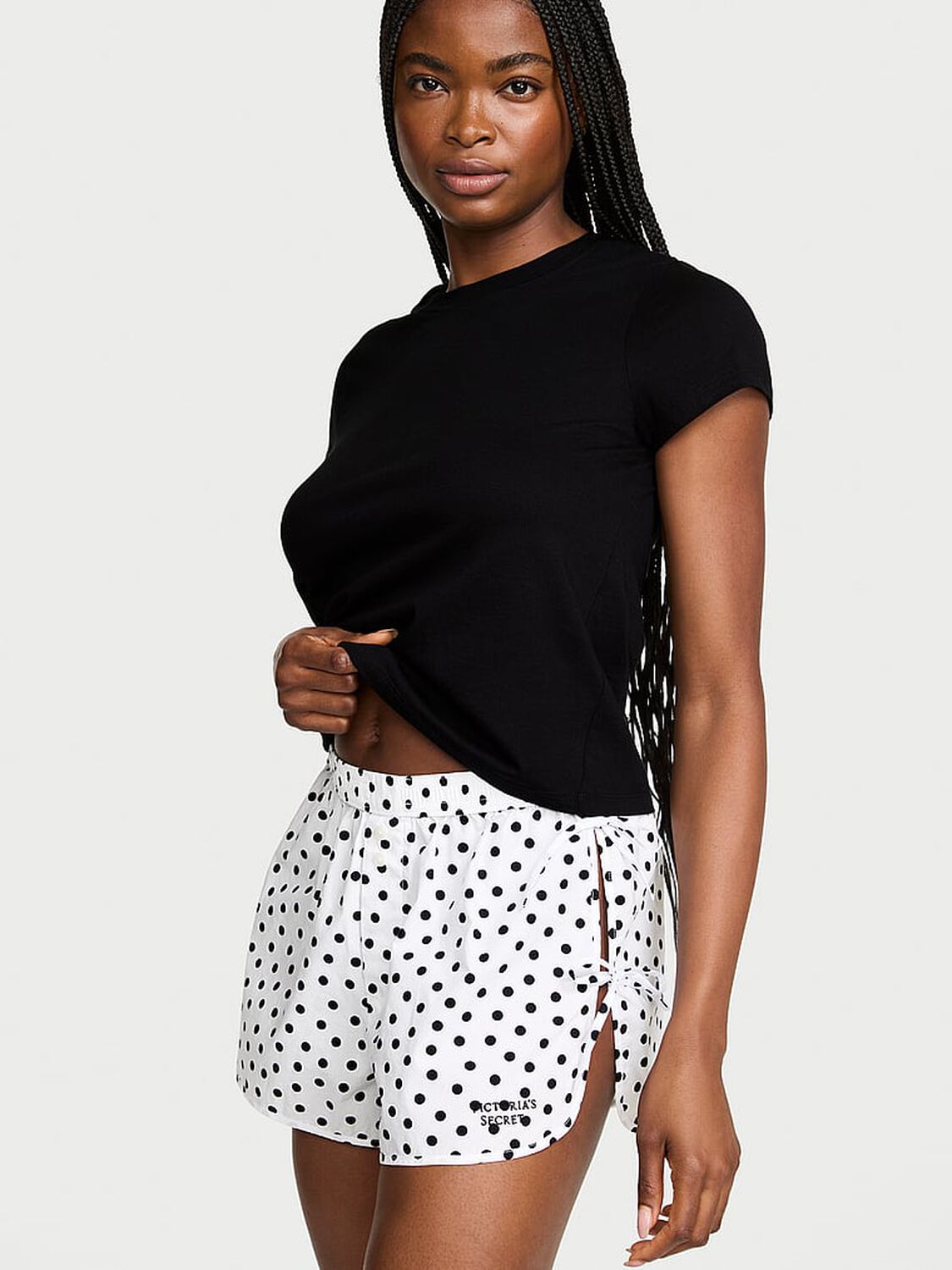 vs Victoria's Secret Mix & Match Sleep Heritage Cotton Pajama Shorts White Dots 1 of 4 