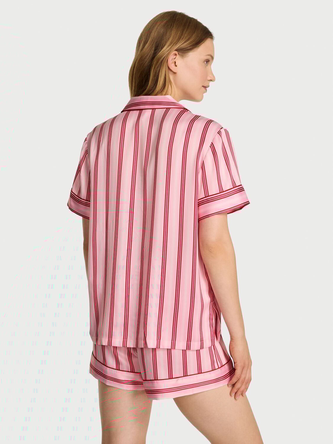 vs Victoria's Secret Glazed Satin Short Pajama Set Festival Stripe 1 of 2 