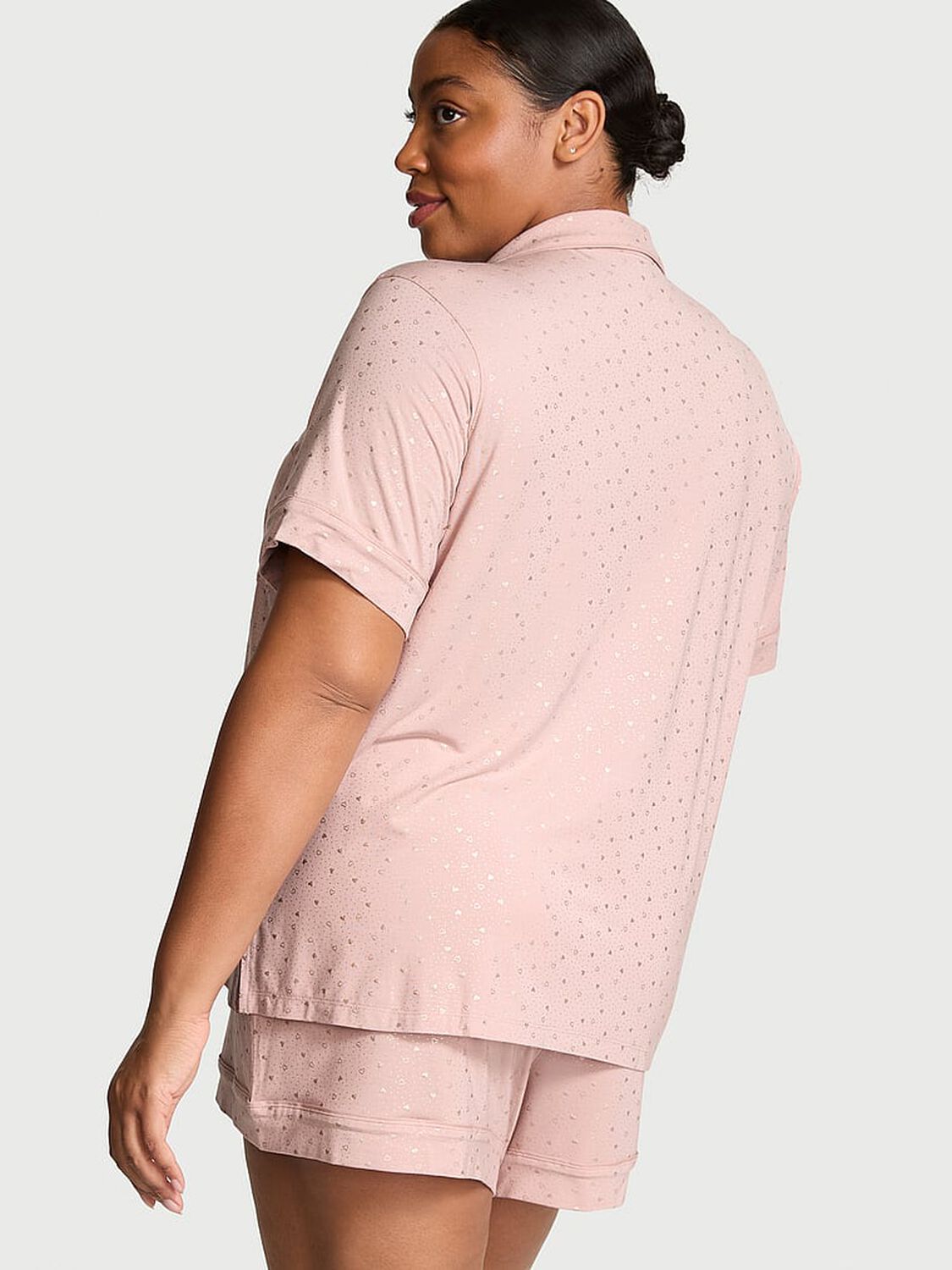 vs Victoria's Secret Modal Short Pajama Set Pink Zinc Shimmer 2 of 3 