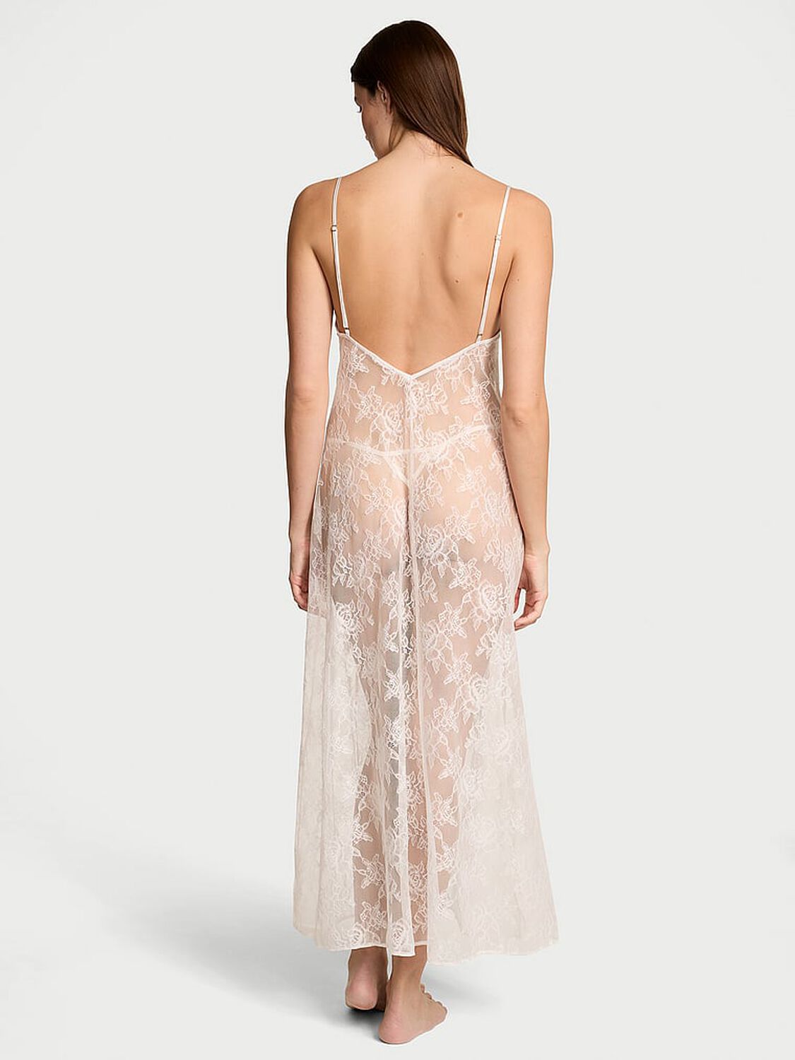 vs Victoria's Secret Rose Lace Long Slip Coconut White 2 of 3 