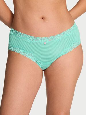 Cotton Shadow Stripe Lace-Waist Cheeky Panty