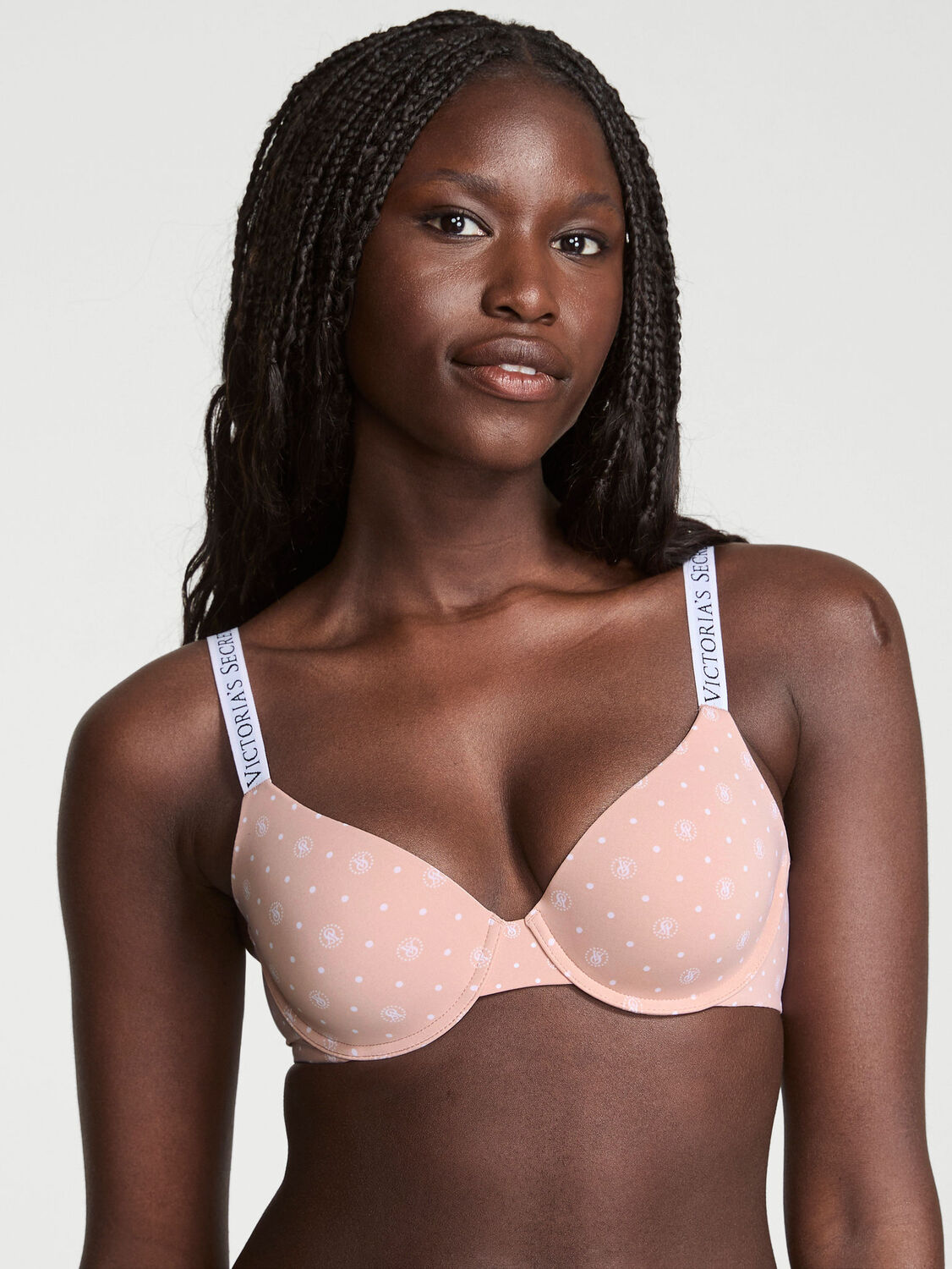 vs The T-Shirt Lightly Lined Demi Bra Pink Dot 1 of 3 