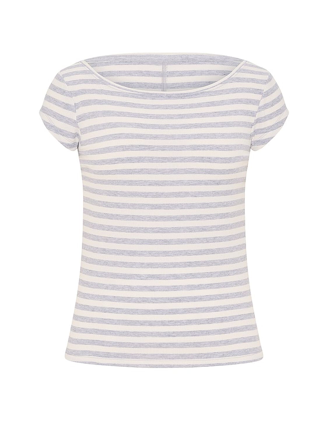 vs Angel Essentials VS Iconic Rib Boatneck Tee Medium Heather Grey Stripes 3 of 3 
