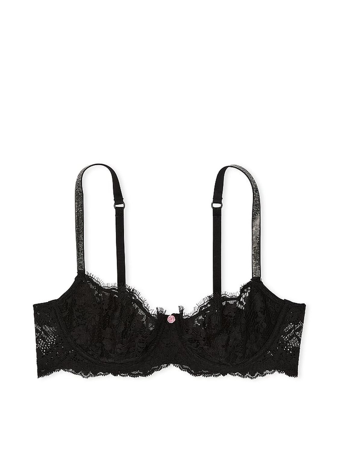vs Dream Angels Wicked Twinkle Strap Unlined Lace Balconette Bra Black 3 of 4 