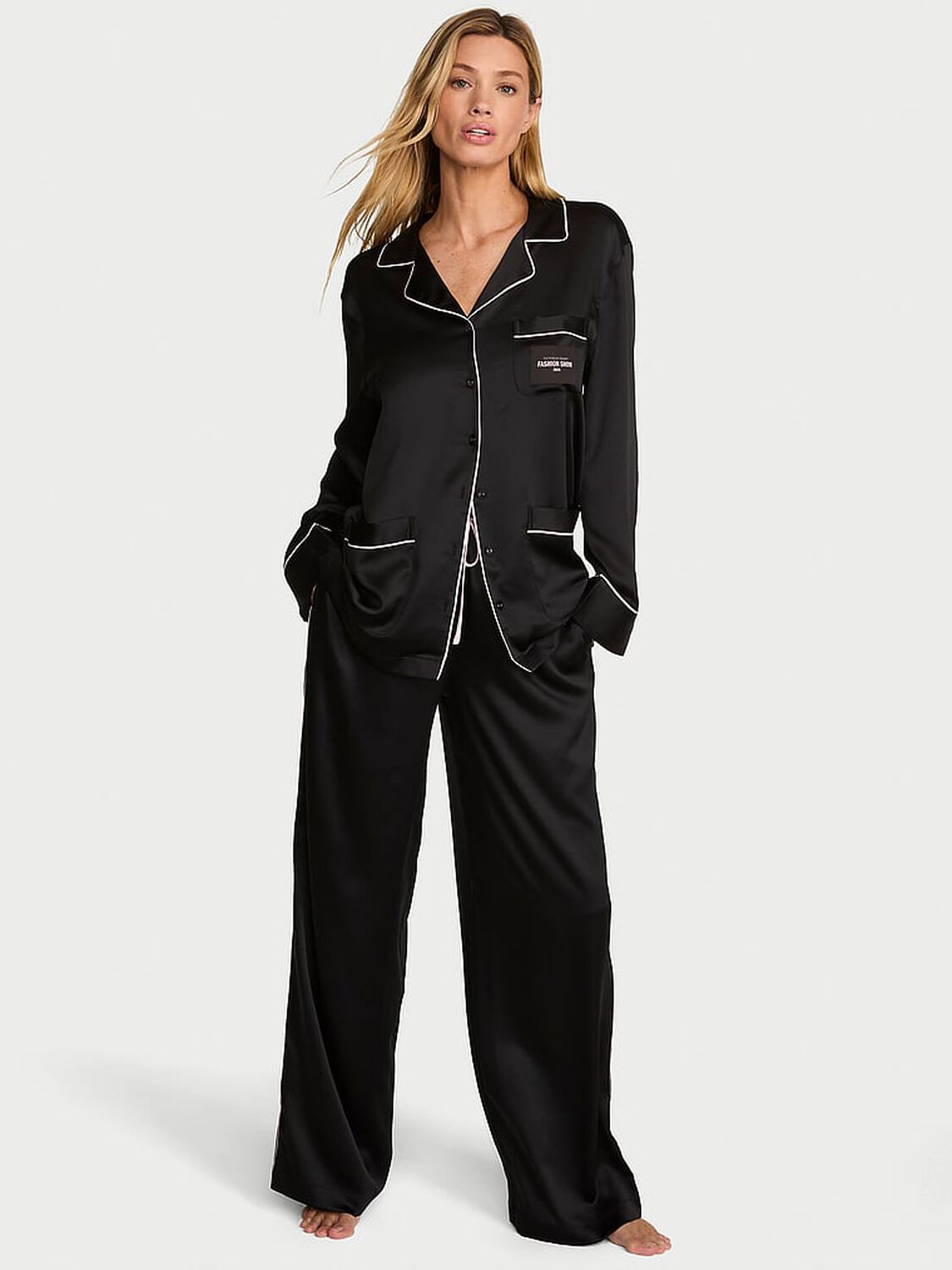 vs Victoria's Secret VSFS '26 Signature Satin Long Pajama Set Black 1 of 4 