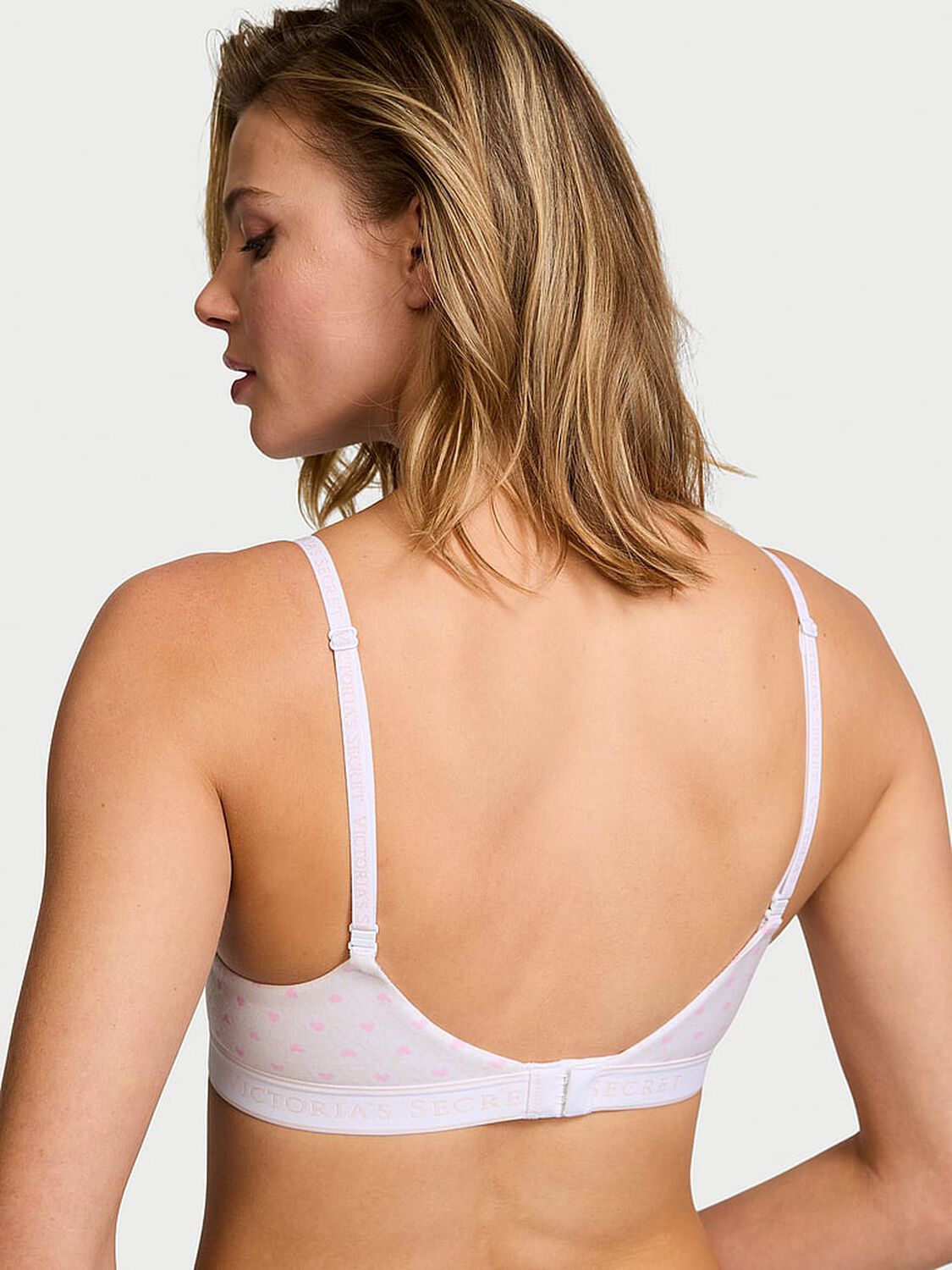 vs The T-Shirt Push-Up Perfect Shape Cotton Bra White & Pink Hearts 3 of 3 