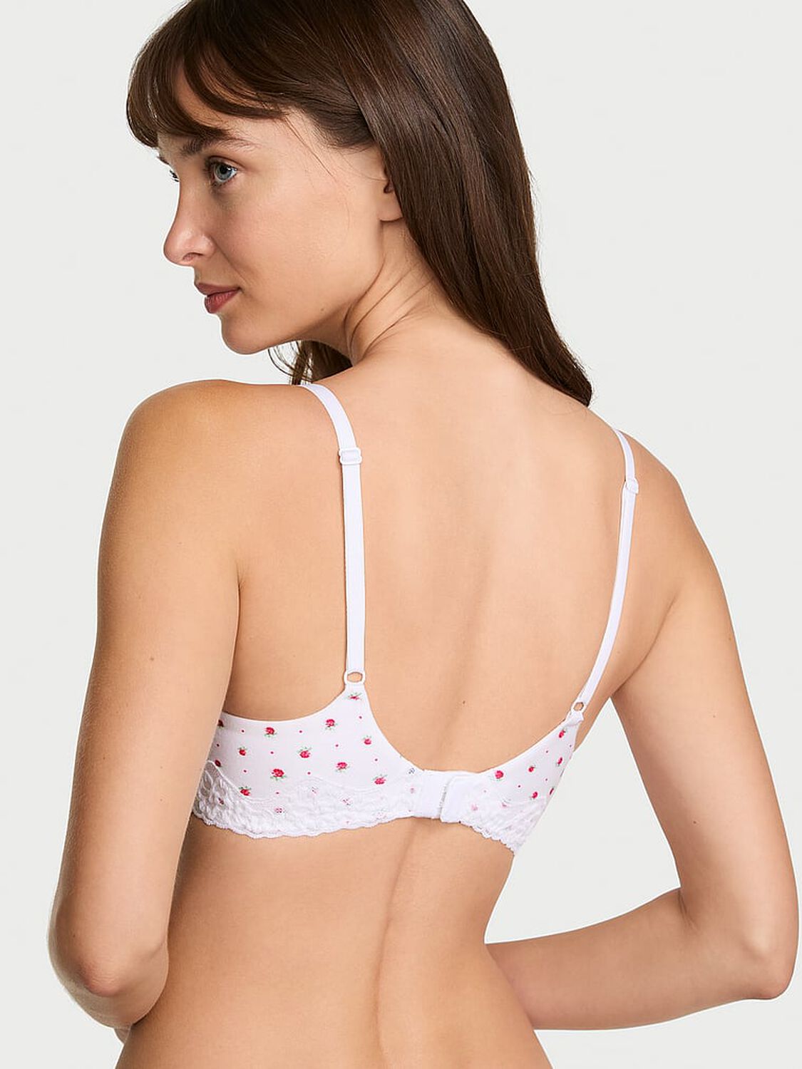 vs The T-Shirt Cotton Lace-Trim Lightly Lined Balconette Bra Pink Ditsy Floral 2 of 3 