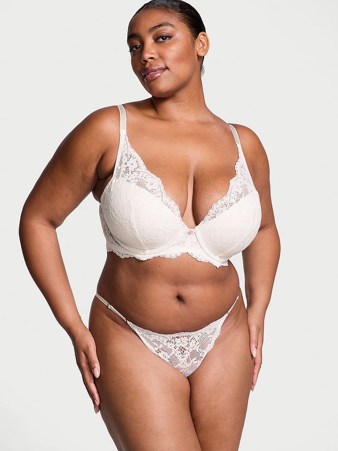 vs Dream Angels Lace Adjustable String Bikini Panty Coconut White 4 of 4 