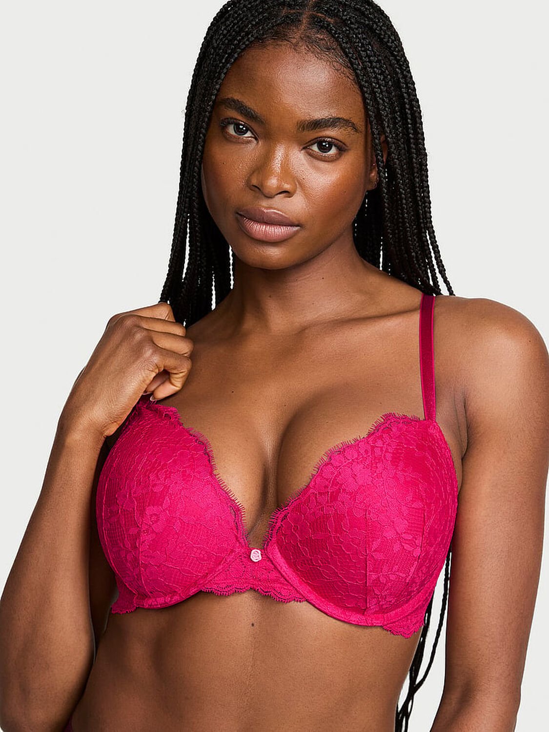 vs Dream Angels Lace Push-Up Bra Vibrant Fuchsia 1 of 3 