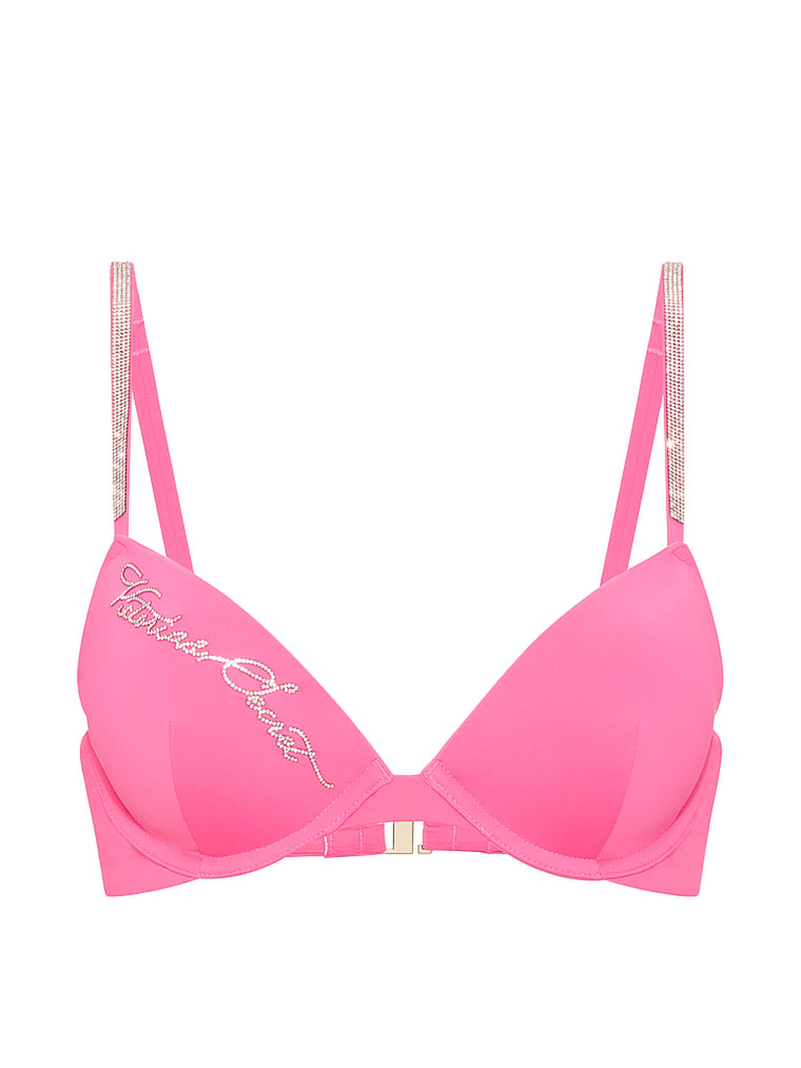 vs Victoria's Secret Swim Very Sexy Shine Strap Script Push-Up Bikini Top Bombshell Pink 3 of 4 