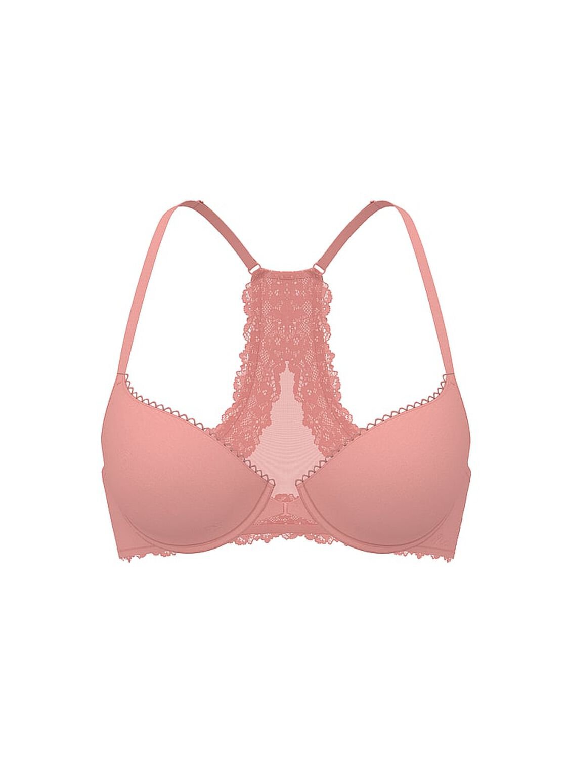 vs Body By Victoria Lightly Lined Lace Racerback Full-Coverage Bra Blush Pink 3 of 4 