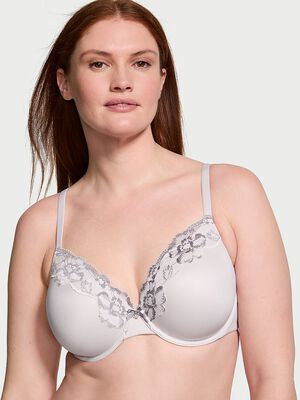 Lightly Lined Full-Coverage Lace-Trim Bra