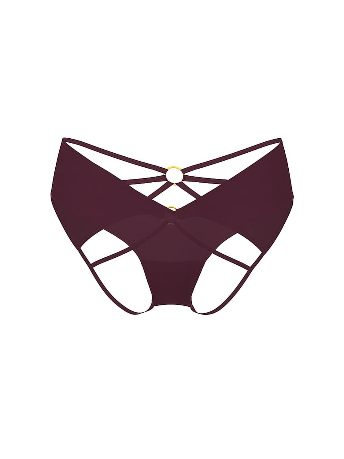 vs Very Sexy Strappy Ring Hardware Open-Back Cheeky Panty Winter Wine 2 of 2 