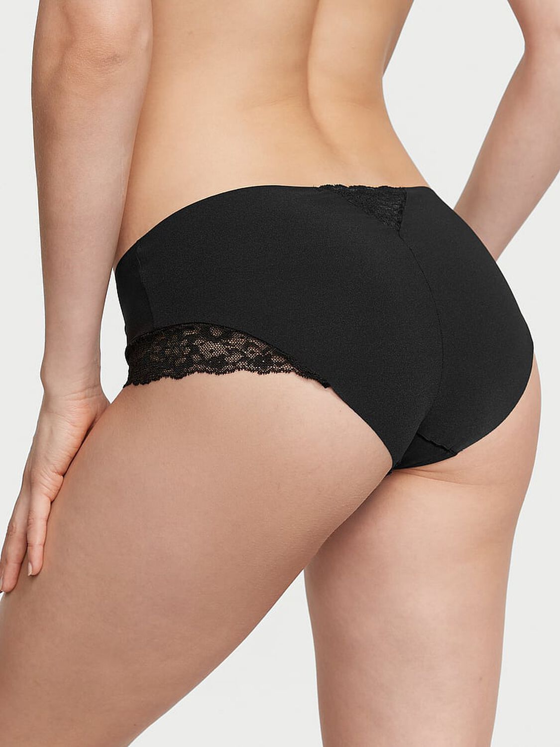 vs No-Show No-Show Lace-Trim Hiphugger Panty Black 2 of 3 