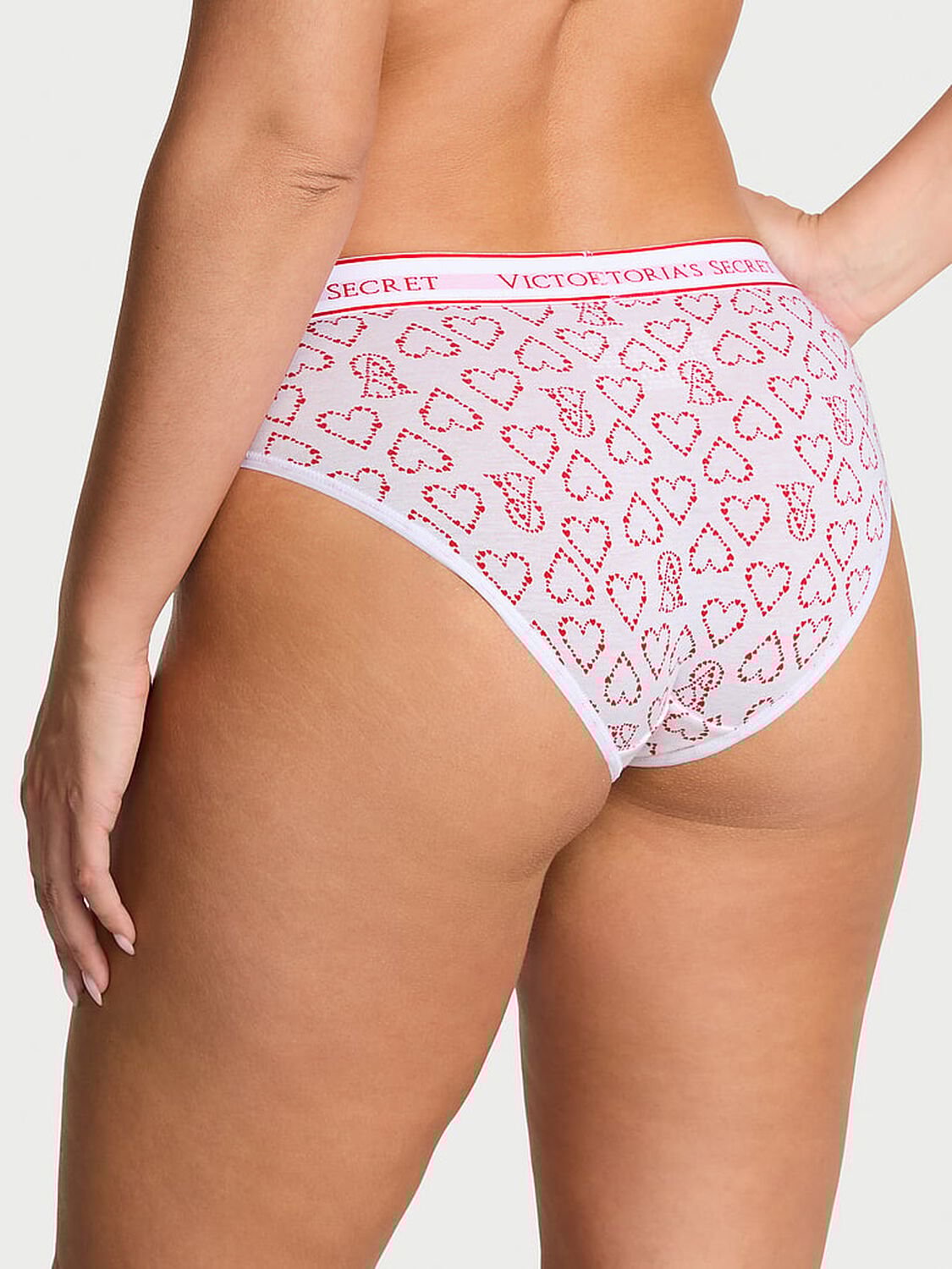 vs Cotton Logo Cotton Hiphugger Panty White Logo Hearts 2 of 3 