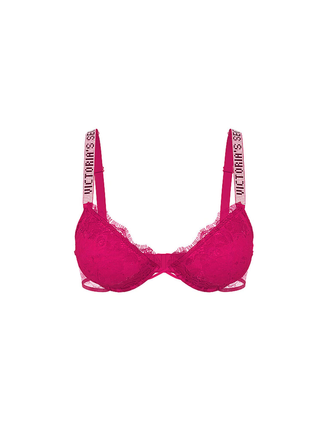 vs Very Sexy Shine Strap Rose Lace Lightly Lined Low-Cut Demi Bra Pop Pink 3 of 3 