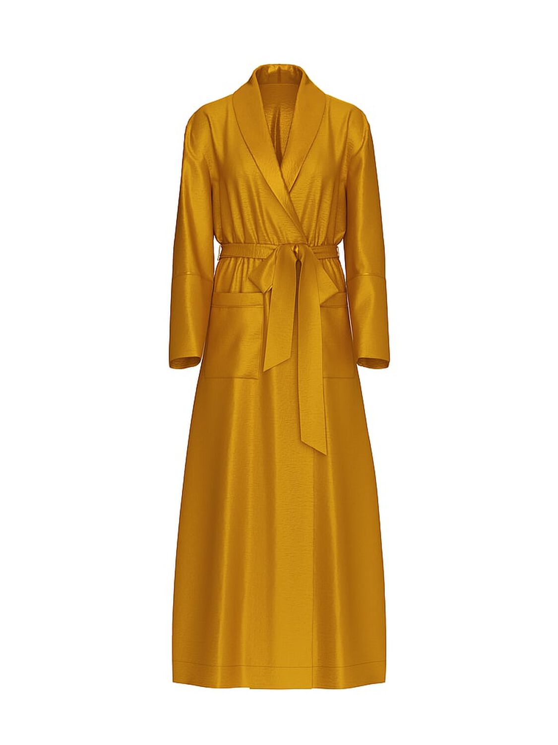 vs Victoria's Secret Luxe Satin Long Robe Golden Chai 1 of 2 