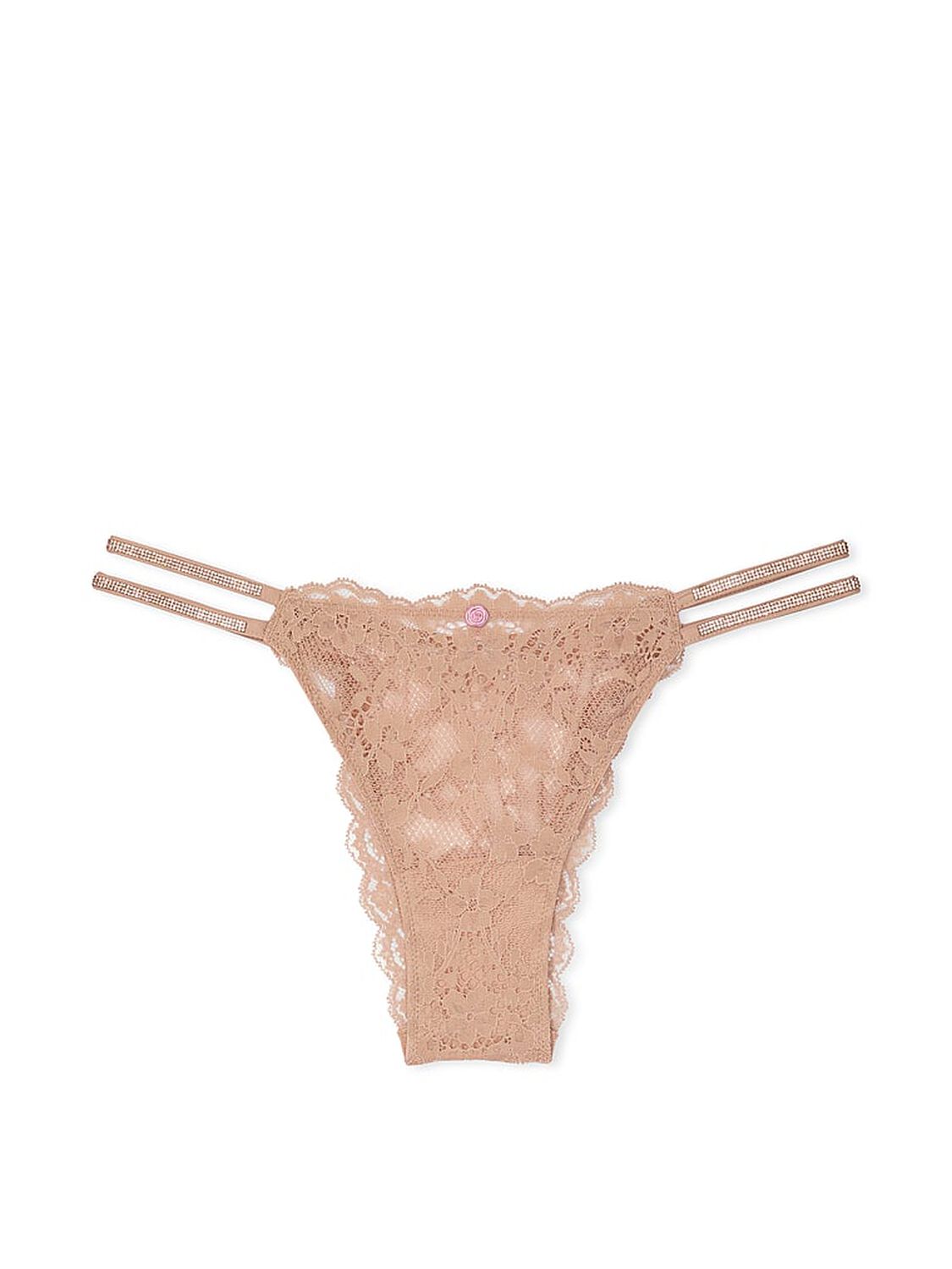 vs Dream Angels Twinkle Strap Lace Brazilian Panty Praline 3 of 4 