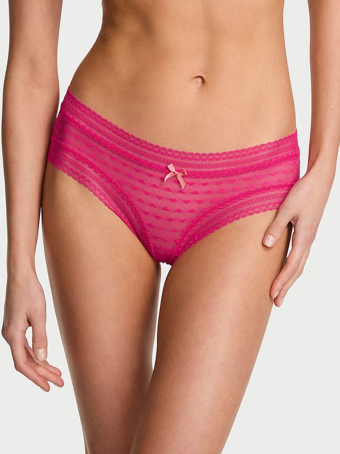 vs The Lacie Heart Lace Cheeky Panty Pop Pink 1 of 3 