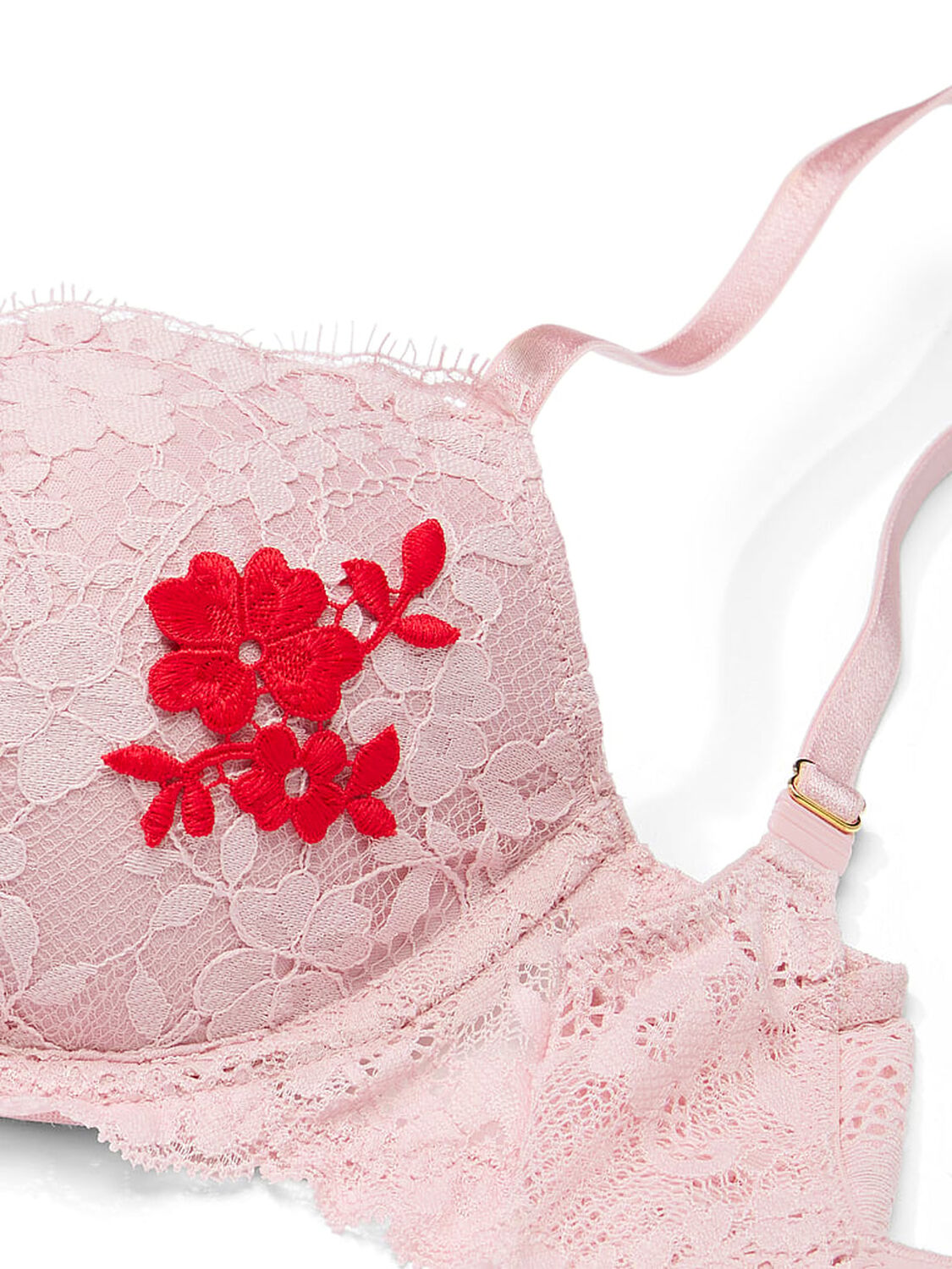 vs Dream Angels Lace Lightly Lined Demi Bra Chalk Rose 4 of 4 