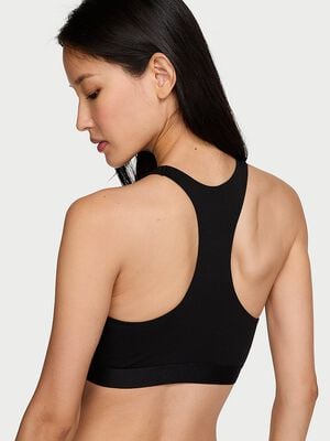 Cotton Shine Patch Unlined High-Neck Bralette