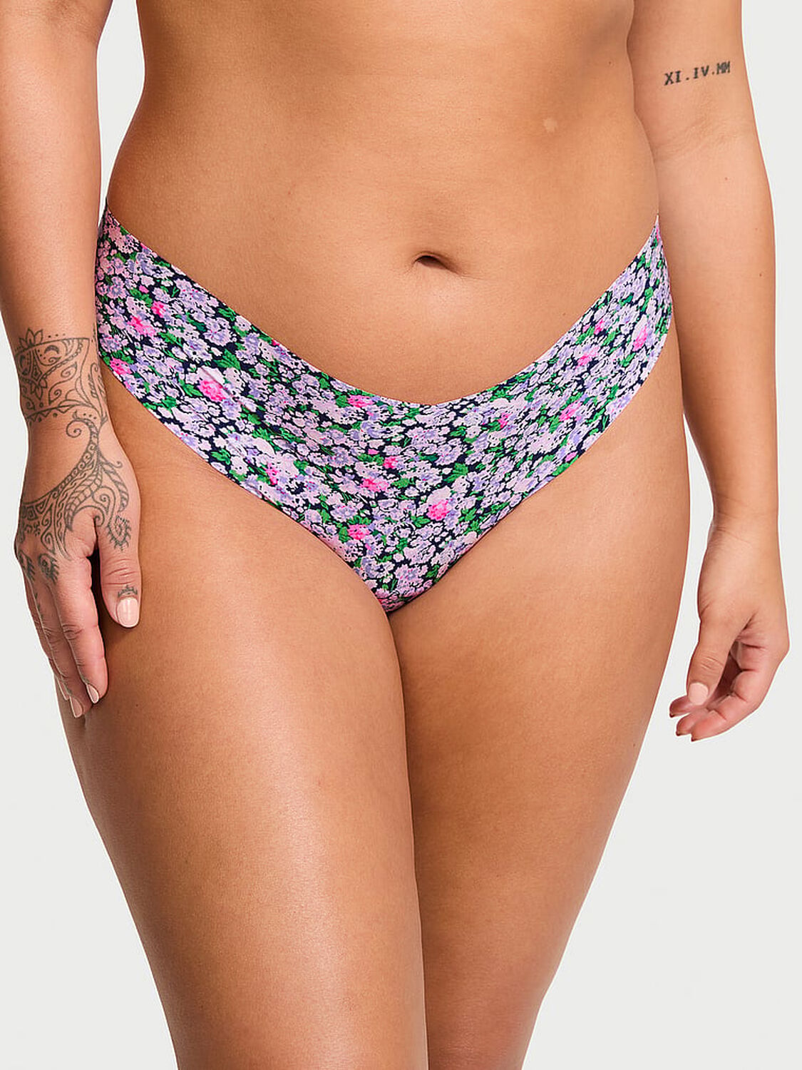 vs No-Show No-Show Thong Panty Ensign Navy Ditsy Floral 1 of 3 