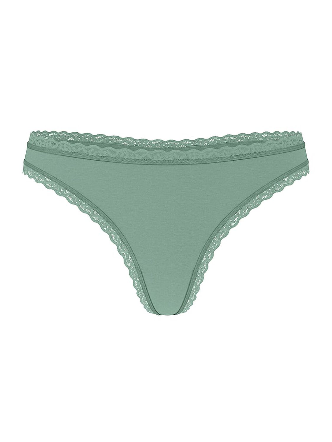 vs The Lacie Stretch Cotton Lace-Waist Thong Panty Seasalt Green 3 of 3 