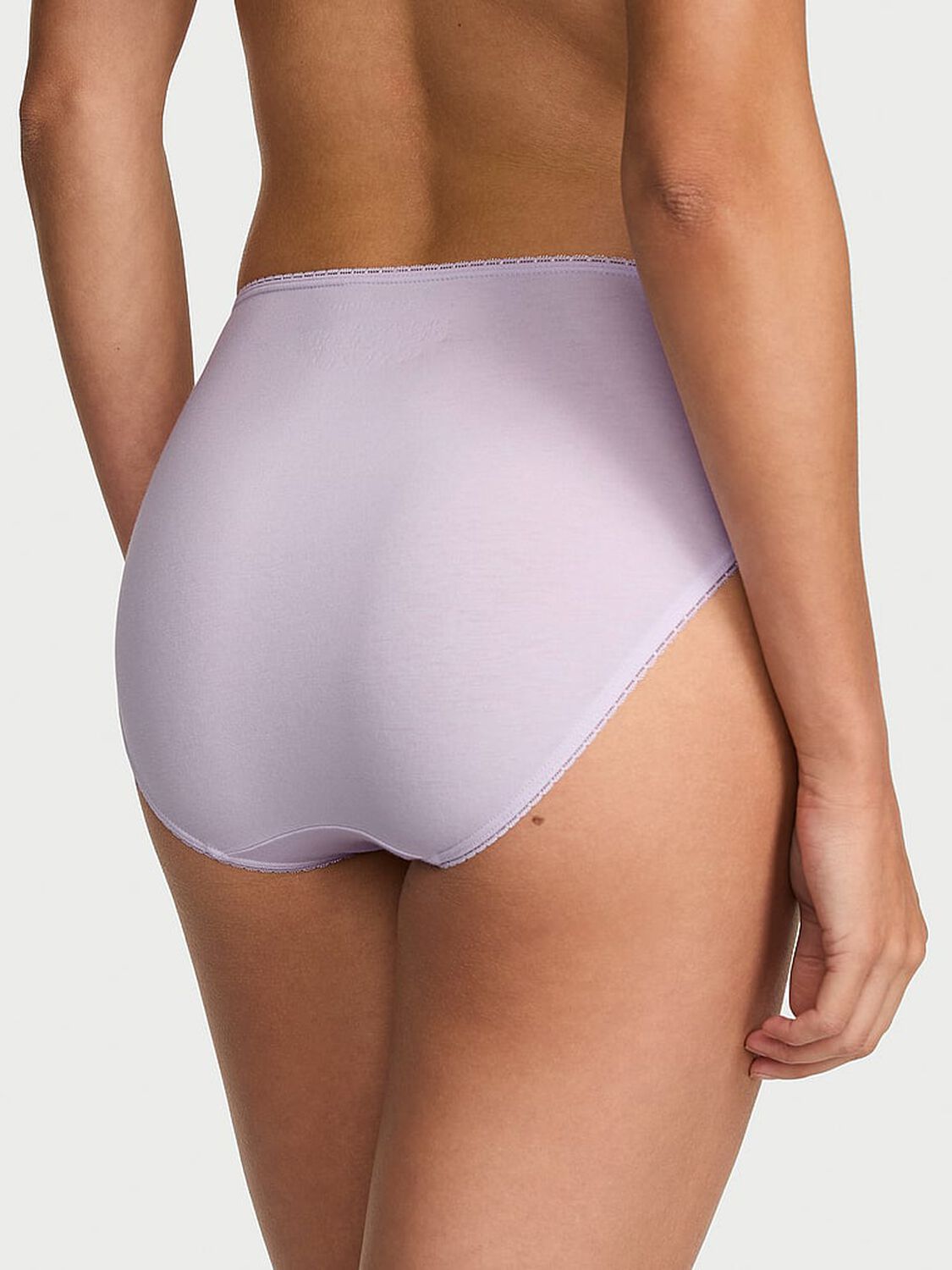 vs Victoria's Secret Cotton Lace-Trim High-Leg Brief Panty Purple Whisper 2 of 3 
