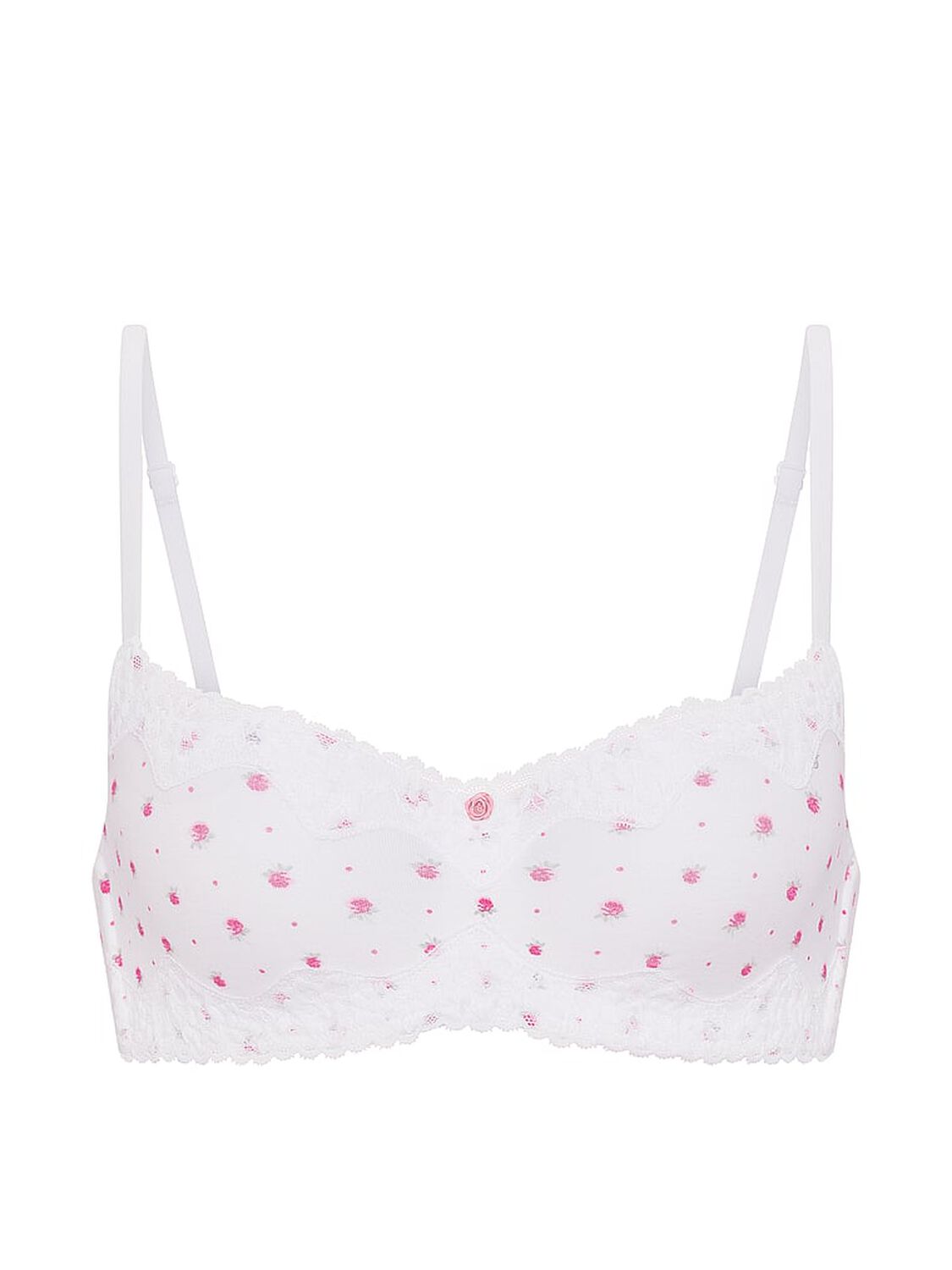 vs The T-Shirt Cotton Lace-Trim Lightly Lined Balconette Bra Pink Ditsy Floral 3 of 3 