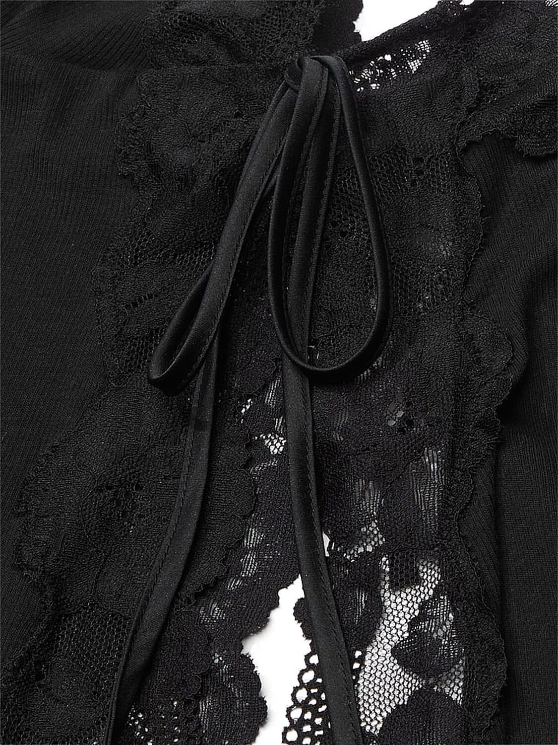 vs Victoria's Secret Ribbed Modal & Lace Cami Shorts Set Black 3 of 4 