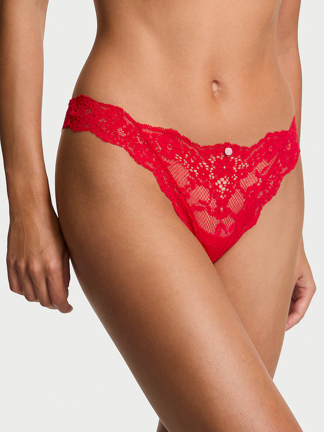 vs Dream Angels Lace Thong Panty Bright Vermillion 1 of 2 