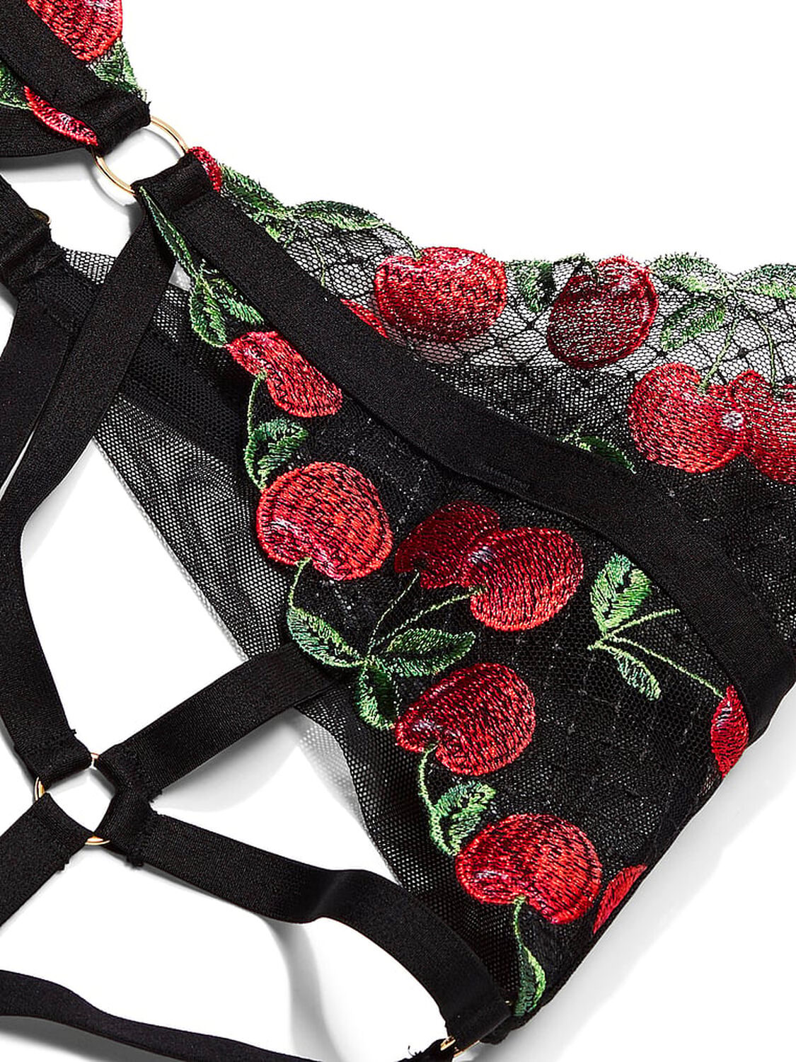 vs Very Sexy Cherry Embroidery Garter Belt Black Cherries 4 of 4 