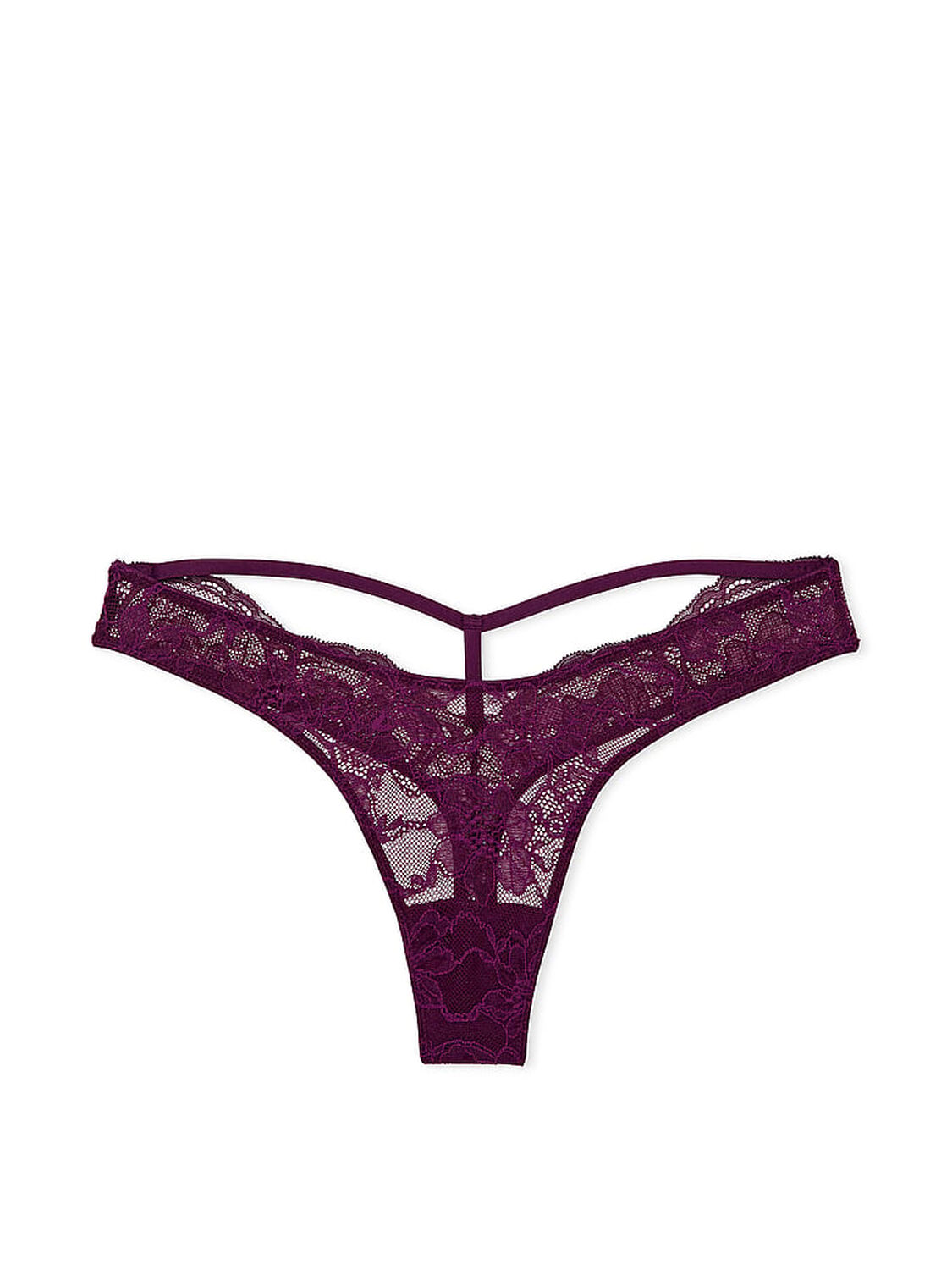 vs Very Sexy Shine Strap Cut-Out Back Lace Thong Panty Grape Soda 3 of 4 