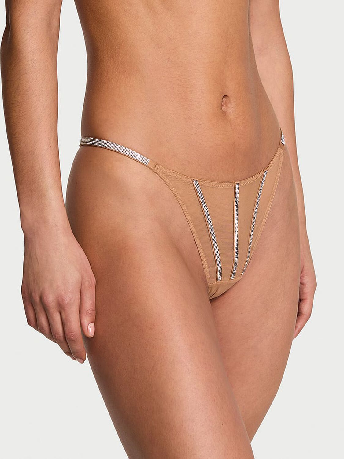 vs Very Sexy Sheer Shine Thong Panty Toffee 1 of 4 