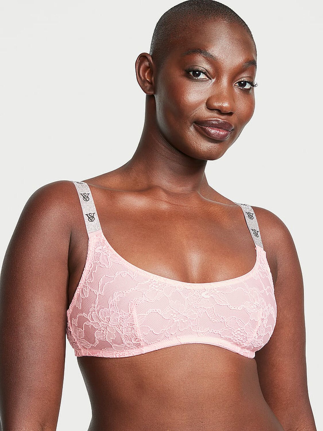 vs Very Sexy Shine Strap Lace Scoop Bralette Pretty Blossom 1 of 3 