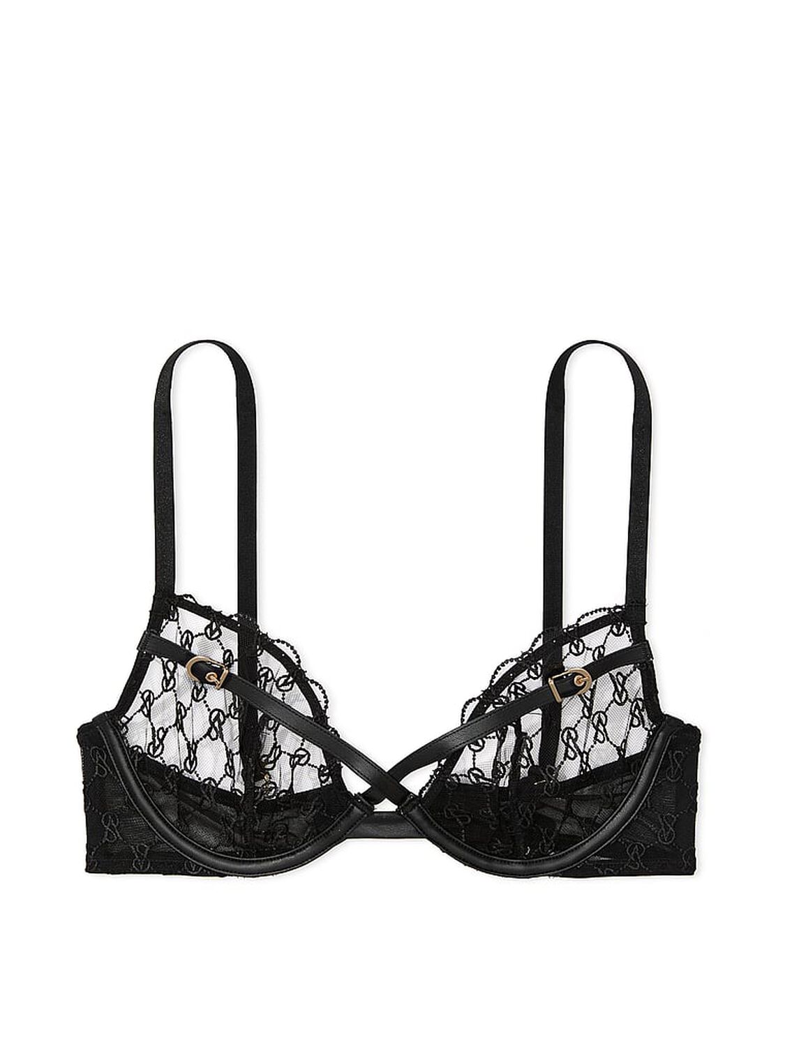 vs Very Sexy VS Logo Embroidery Unlined Low-Cut Demi Bra 1 of 2 