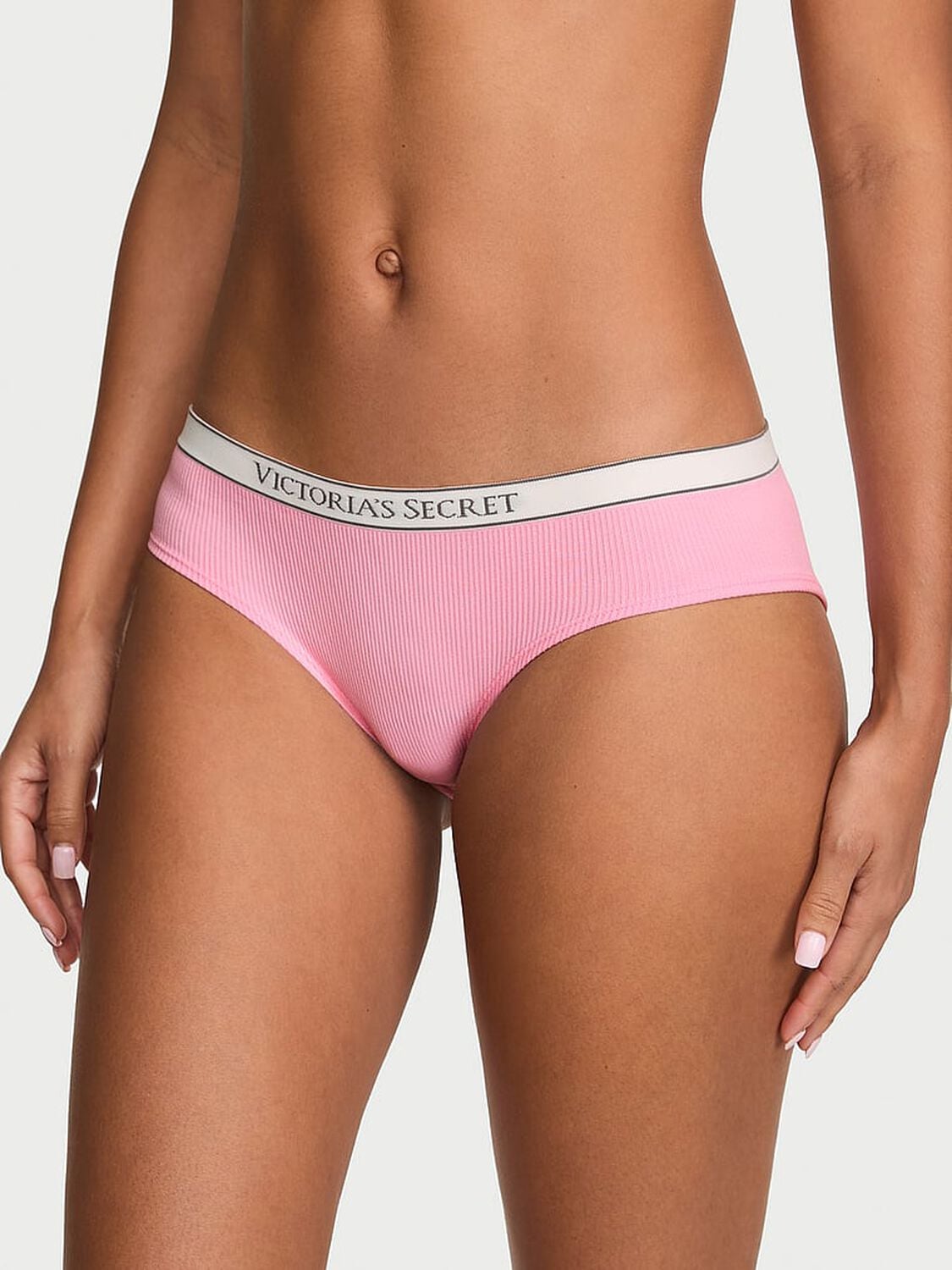 vs Seamless Seamless Logo Rib Hiphugger Panty Victoria Pink 1 of 2 