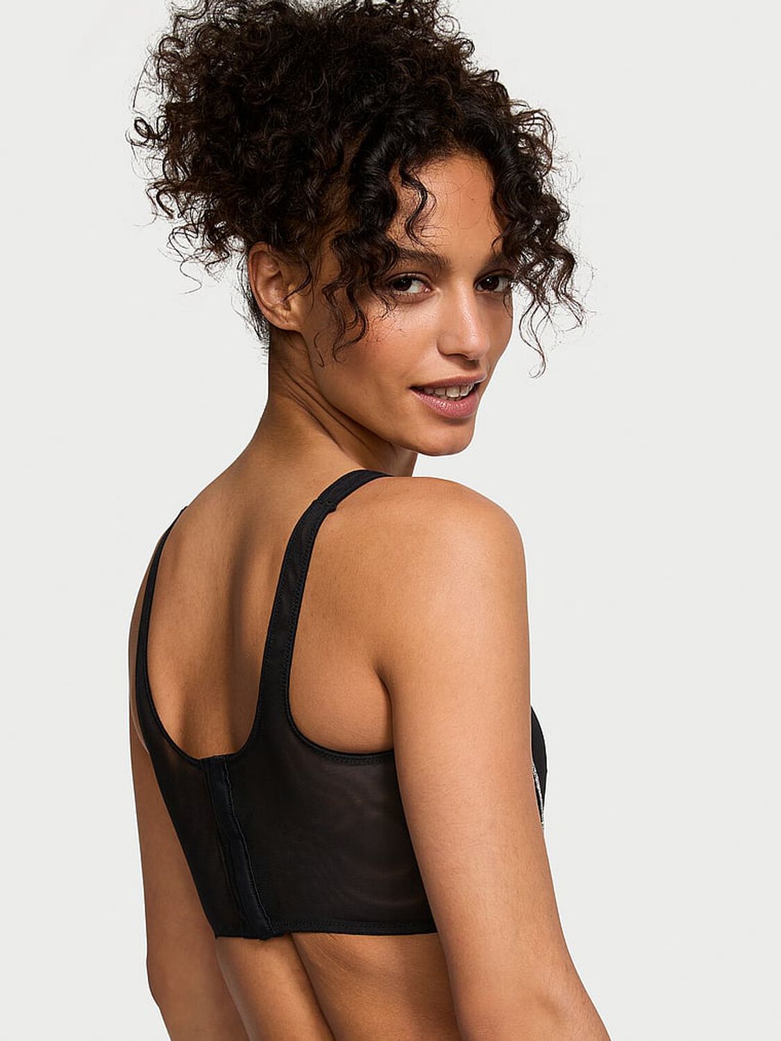 vs Very Sexy Sheer Shine Corset Top Black 2 of 5 