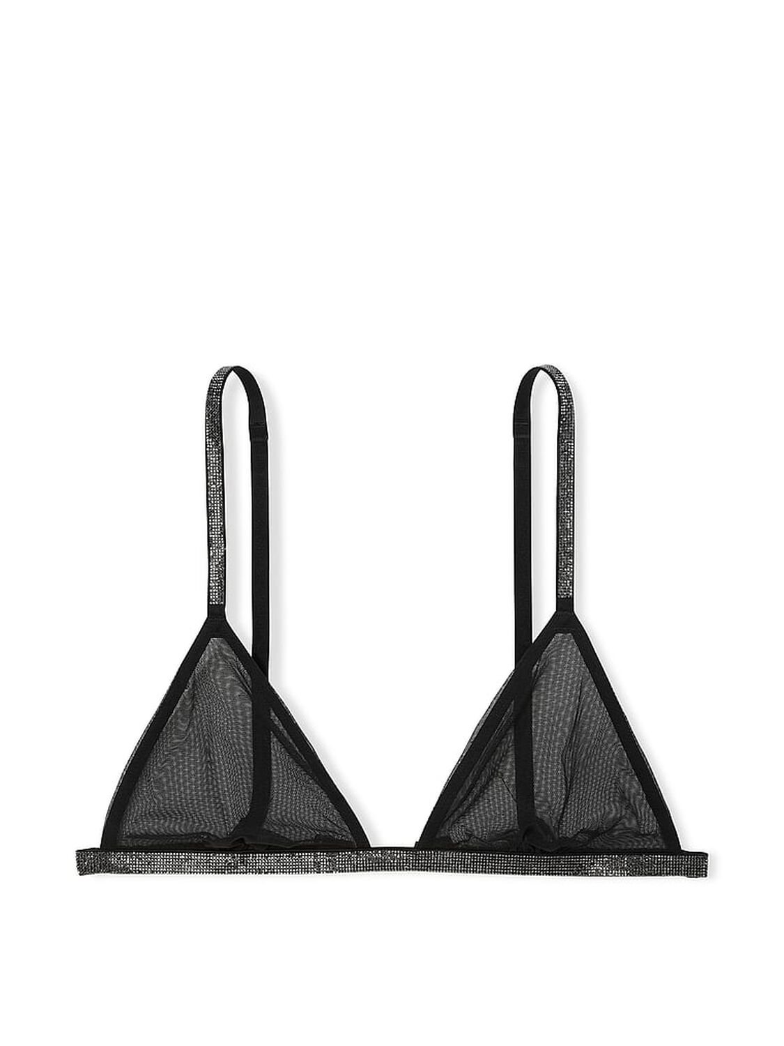 vs Very Sexy Sheer Shine Triangle Bralette Black 2 of 4 