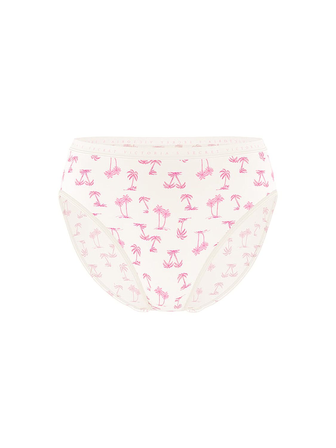 vs Victoria's Secret Stretch Cotton High-Leg Brief Panty White & Pink Palms 2 of 3 